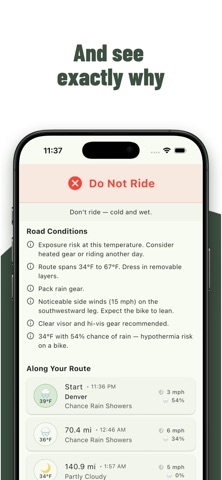 RideReady Weather iPhone screenshot