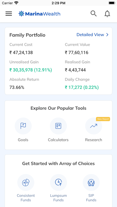 Marina Wealth India Screenshot