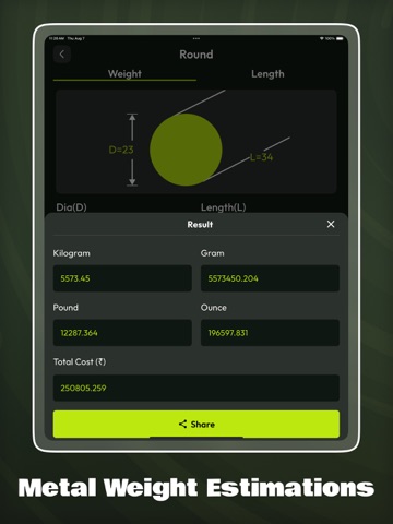 Metal Weight & Volume Tool iPad screenshot