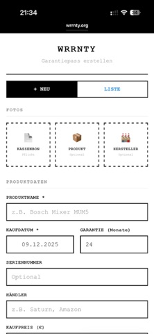 wrrnty – Garantiepass screenshot