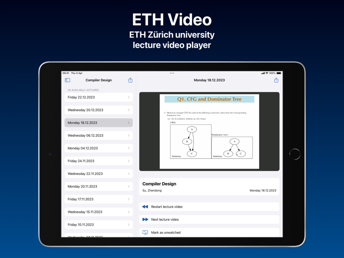 ETH Video - Watch lectures