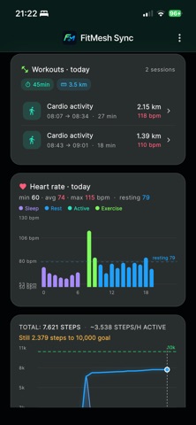 FitMesh Sync: health dashboard screenshot