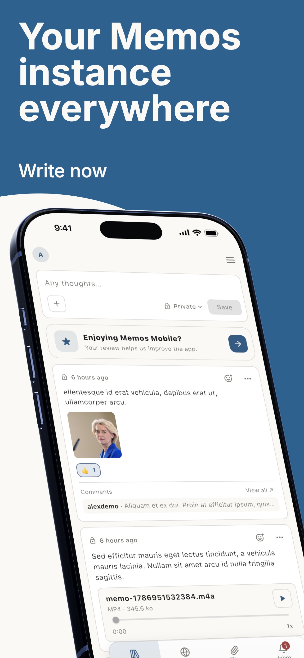 Screenshot 1 of Memos Mobile: Self-hosted