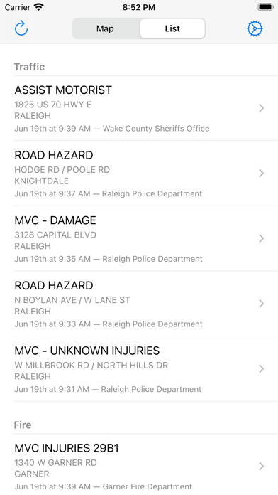 Raleigh Incidents Screenshot
