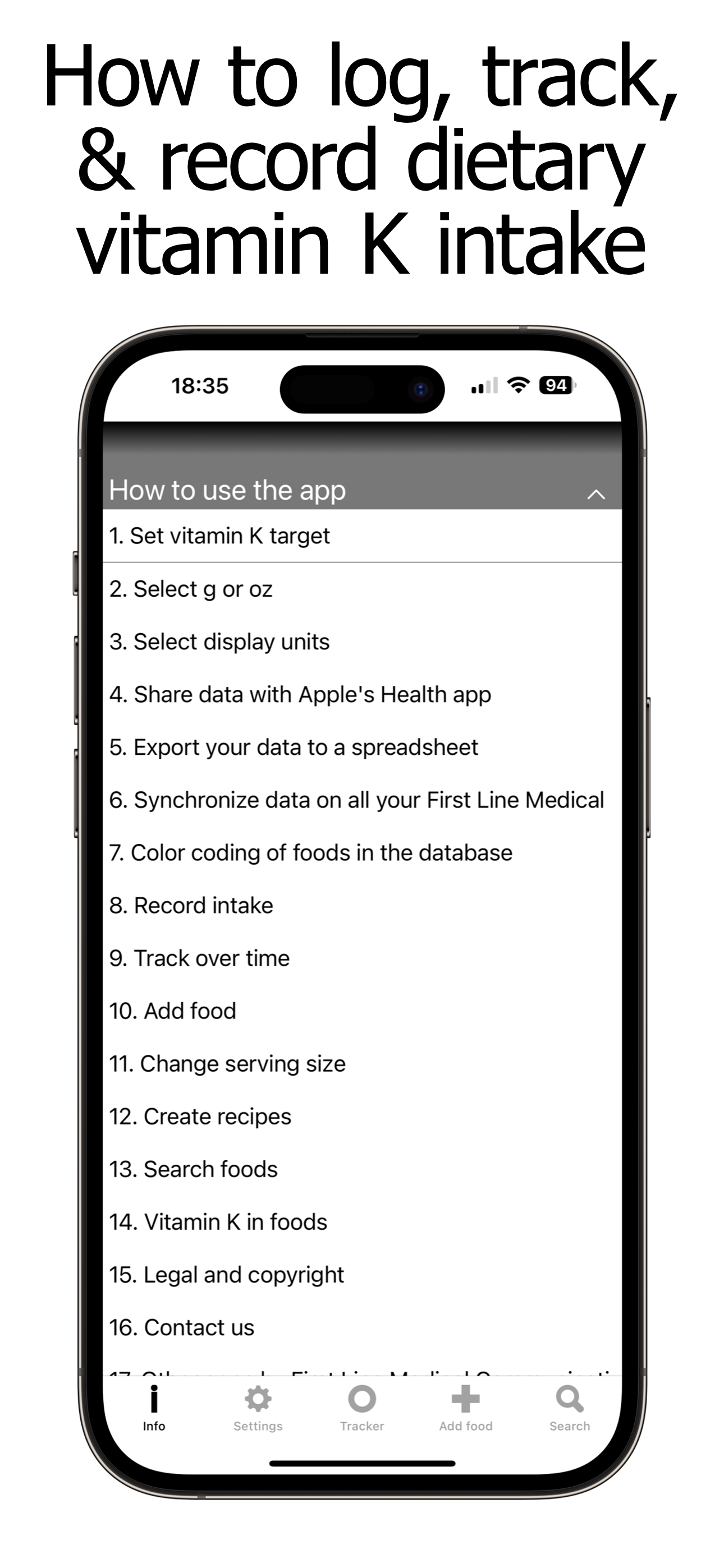 Vitamin K Counter & Tracker