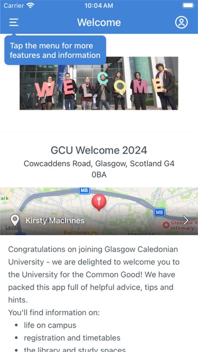 GCU Welcome Screenshot