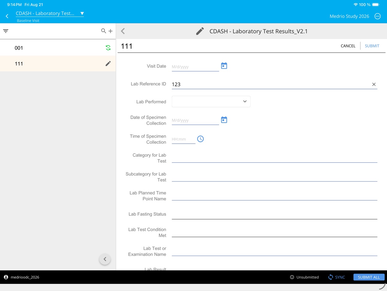 Screenshot 2 of Medrio Offline Data Capture