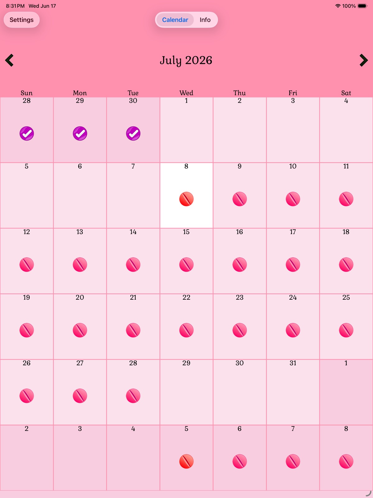 Birth Control Pill Reminder ipad screenshot 1