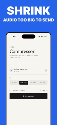 Audio Compressor - Shrink MP3 iPhone screenshot