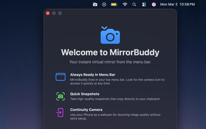 Mirror Buddy - Quick Camera iPhone screenshot