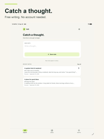 Volt: Quick Notes & Fast Jot iPad screenshot