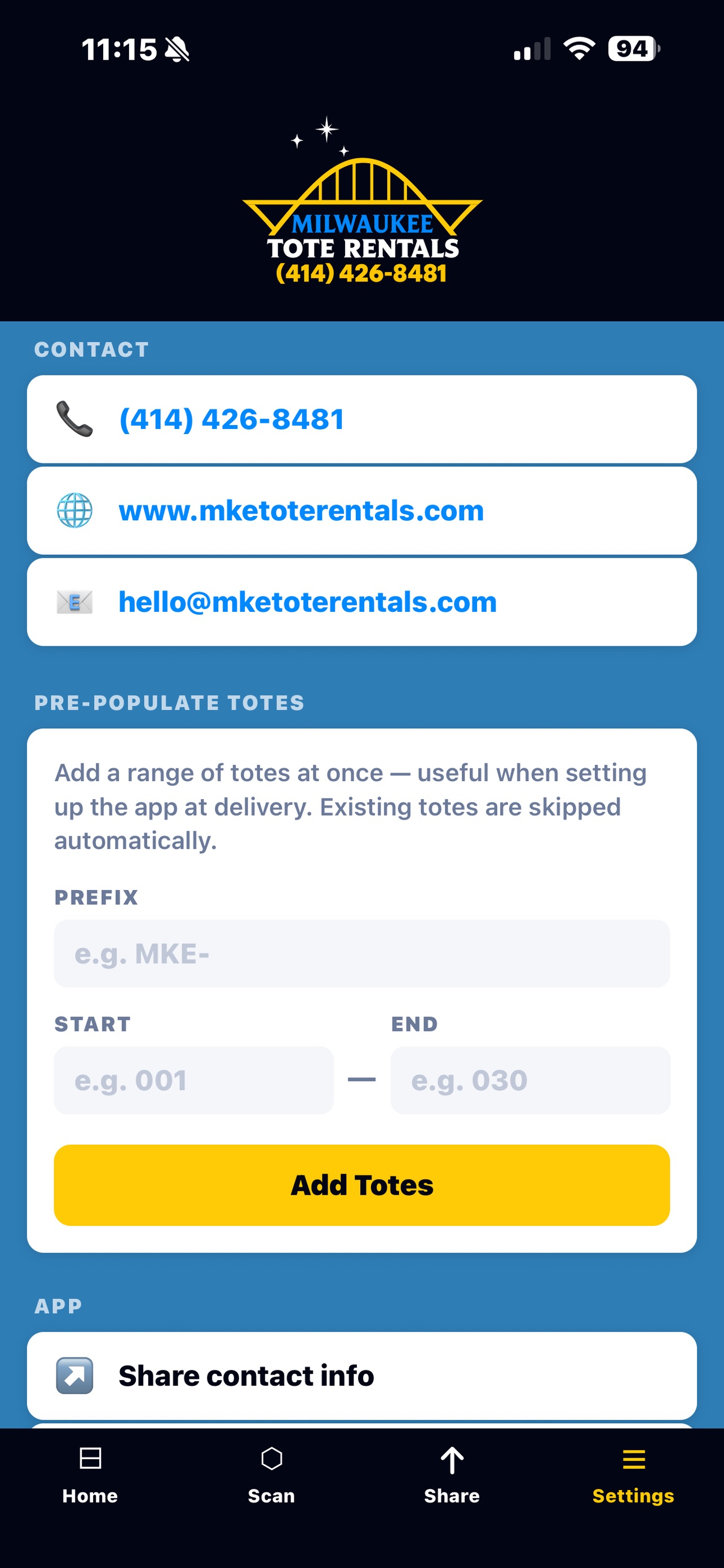 Screenshot 3 of Milwaukee Tote Rentals