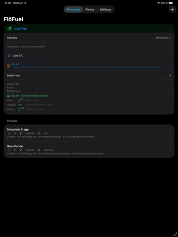 FlöFuel iPad screenshot
