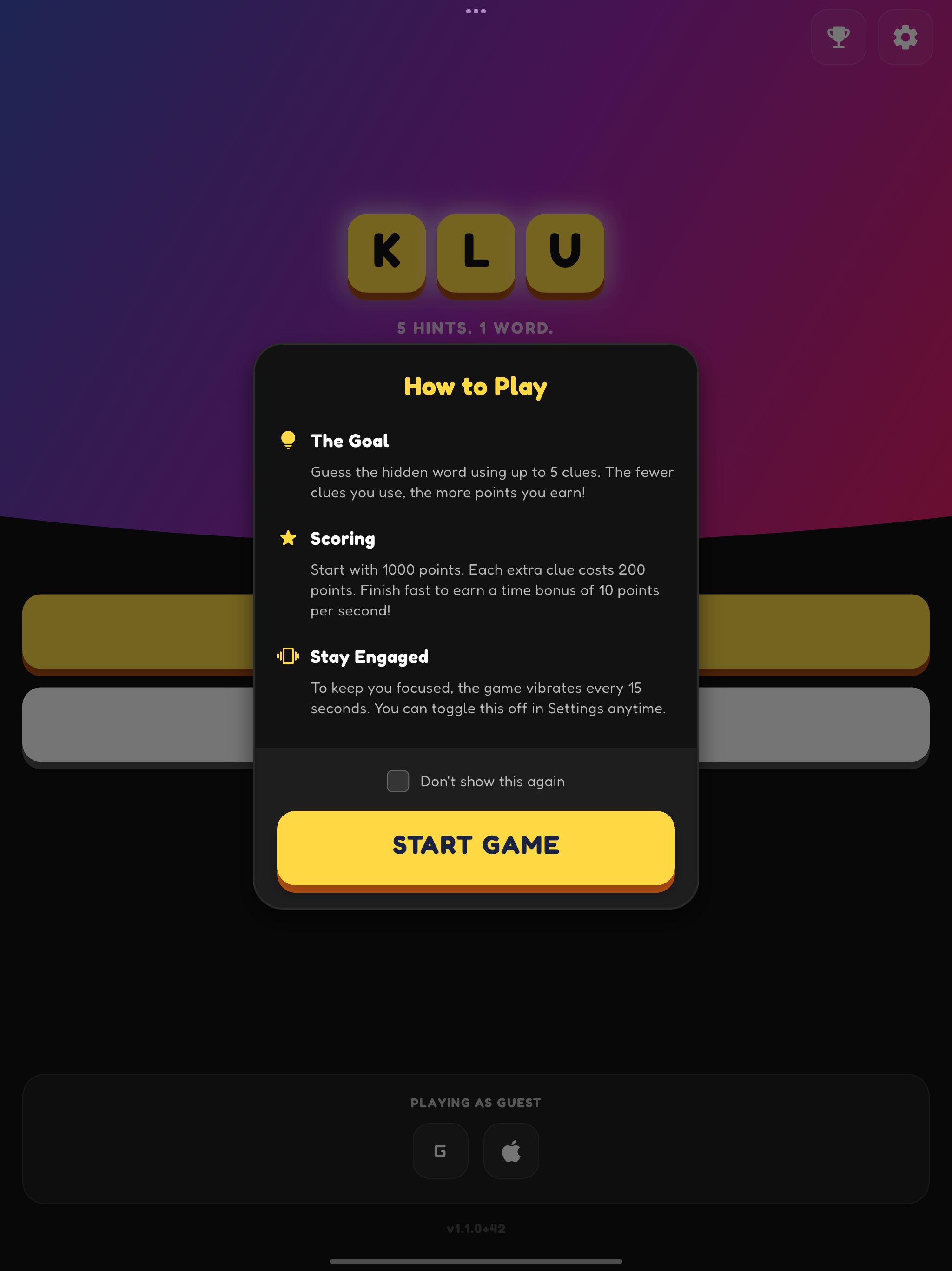 KLU - Five Clues, One Word