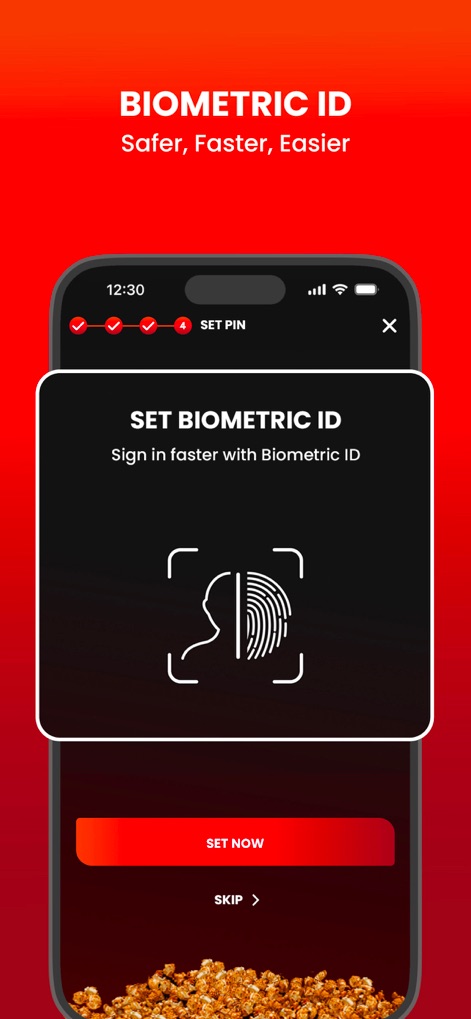 TGV - Experience enhanced security and convenience with the Biometric ID setup, clearly indicated by the fingerprint icon and step-by-step pin configuration.