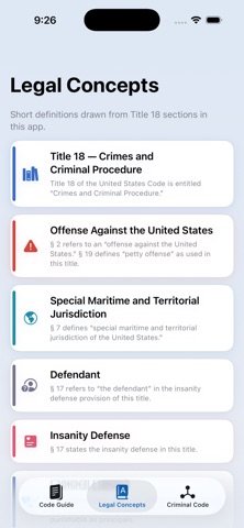 United States Criminal Code iPhone screenshot