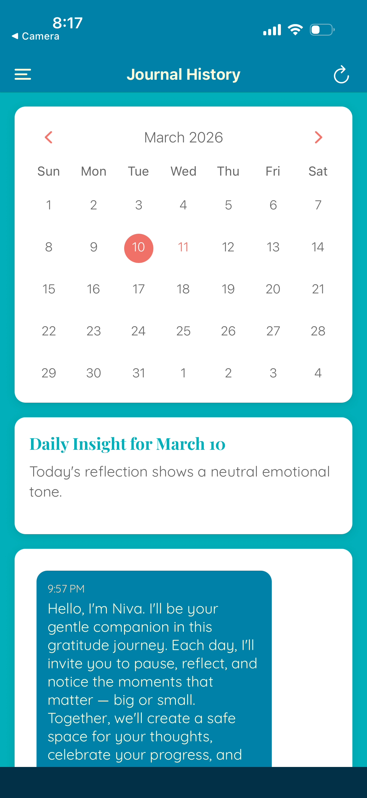 Niva: AI Gratitude Journal screenshot 3