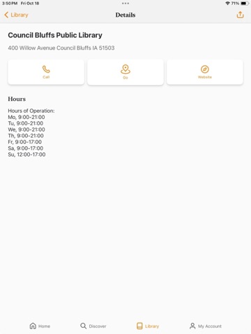 Council Bluffs Public Library iPad screenshot