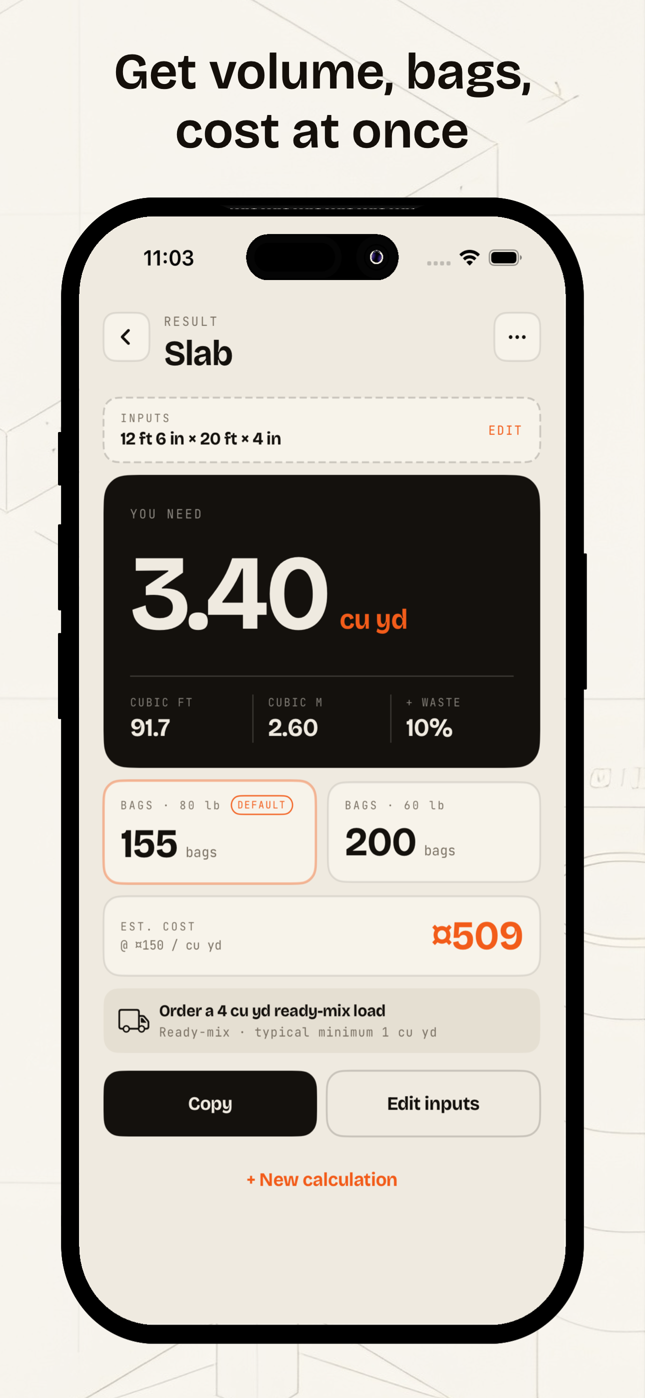 Concrete Calculator - Pour