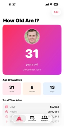 How Old am I - Birthdays & Age iPhone screenshot
