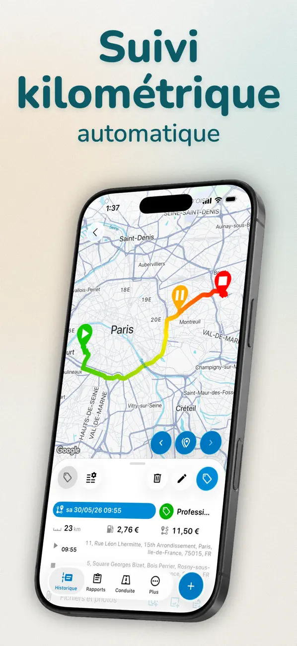Screenshot #1 pour Suivi kilométrage automatique