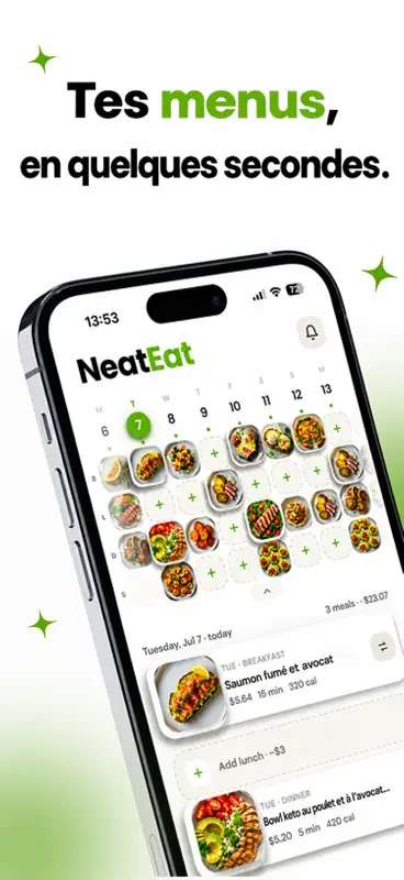 NeatEat - Menus & Recettes screenshot 1 of 8