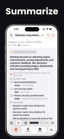 Dictanta: AI Meeting Recorder iPhone screenshot