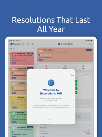 New Year's Resolutions 365 iPad screenshot