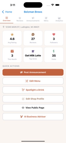 My Coffee App iPhone screenshot