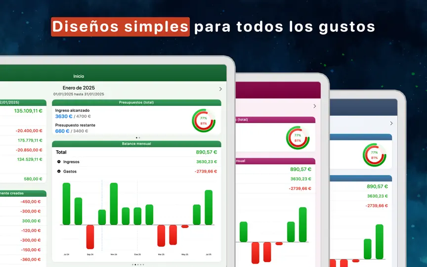 Captura de pantalla de Finanzas Personales MoneyStats en iPhone 10