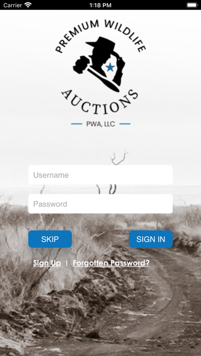 Premium Wildlife Auctions Screenshot