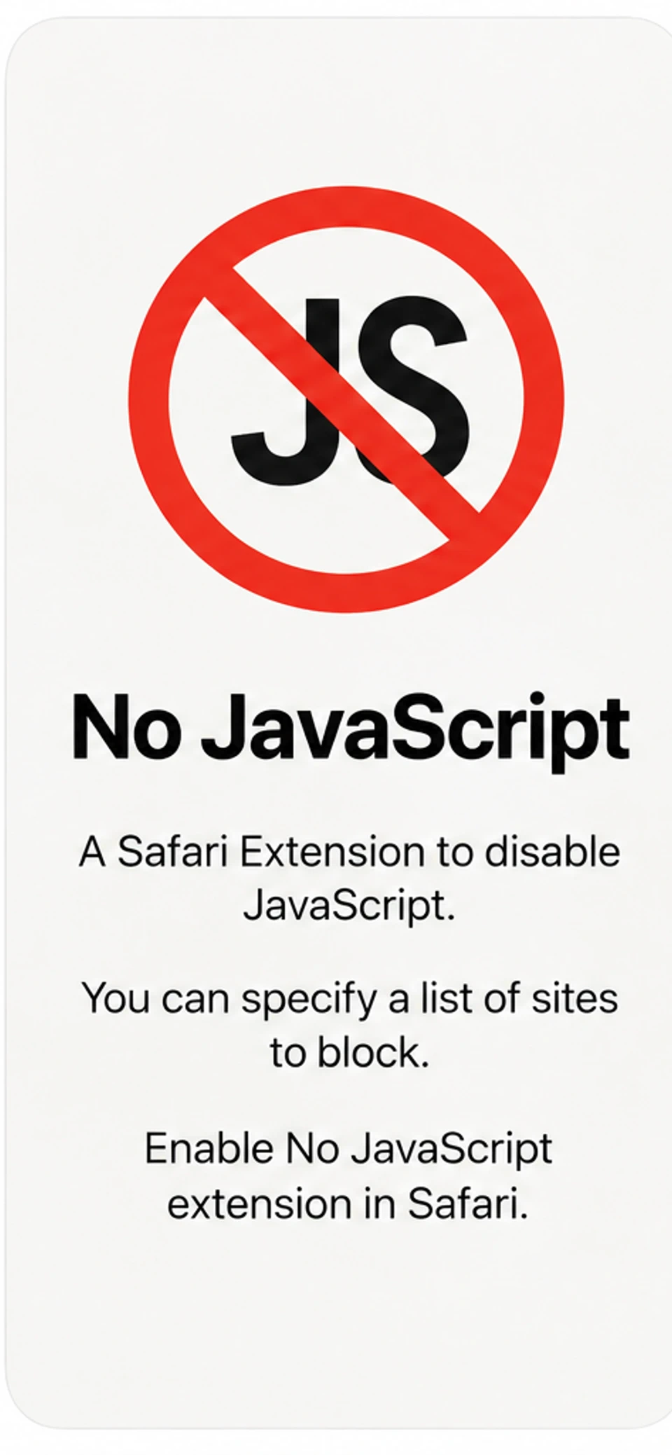 No JavaScript: Safari Blocker screenshot