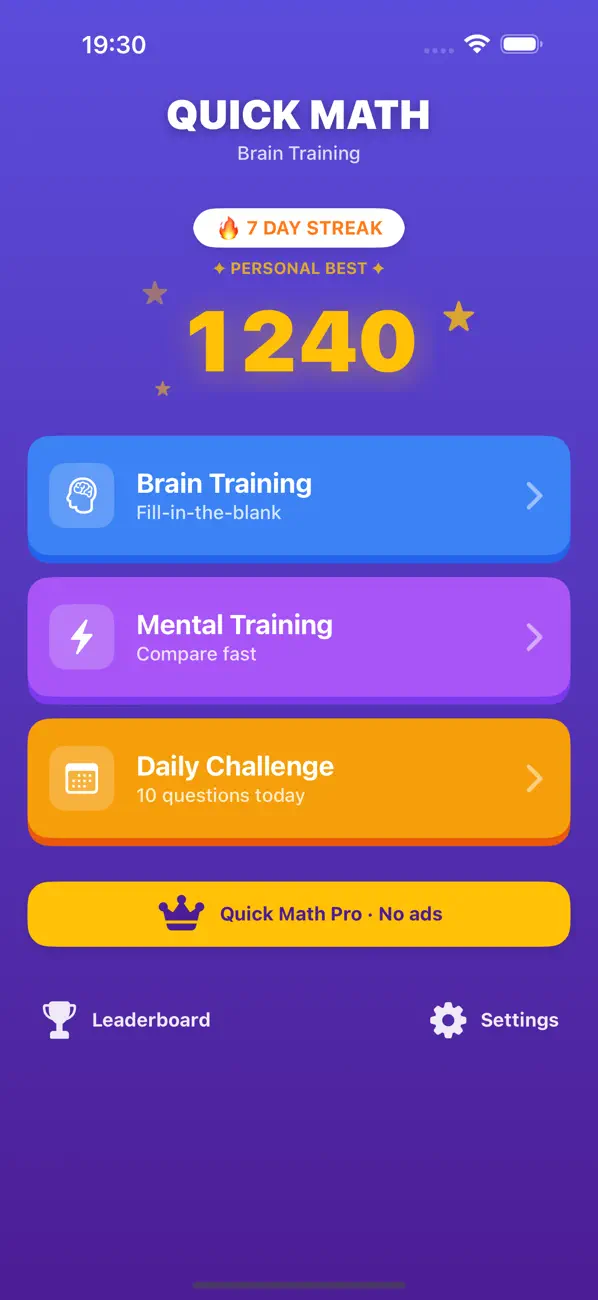 Screenshot #1 pour Quick Math - Brain Training