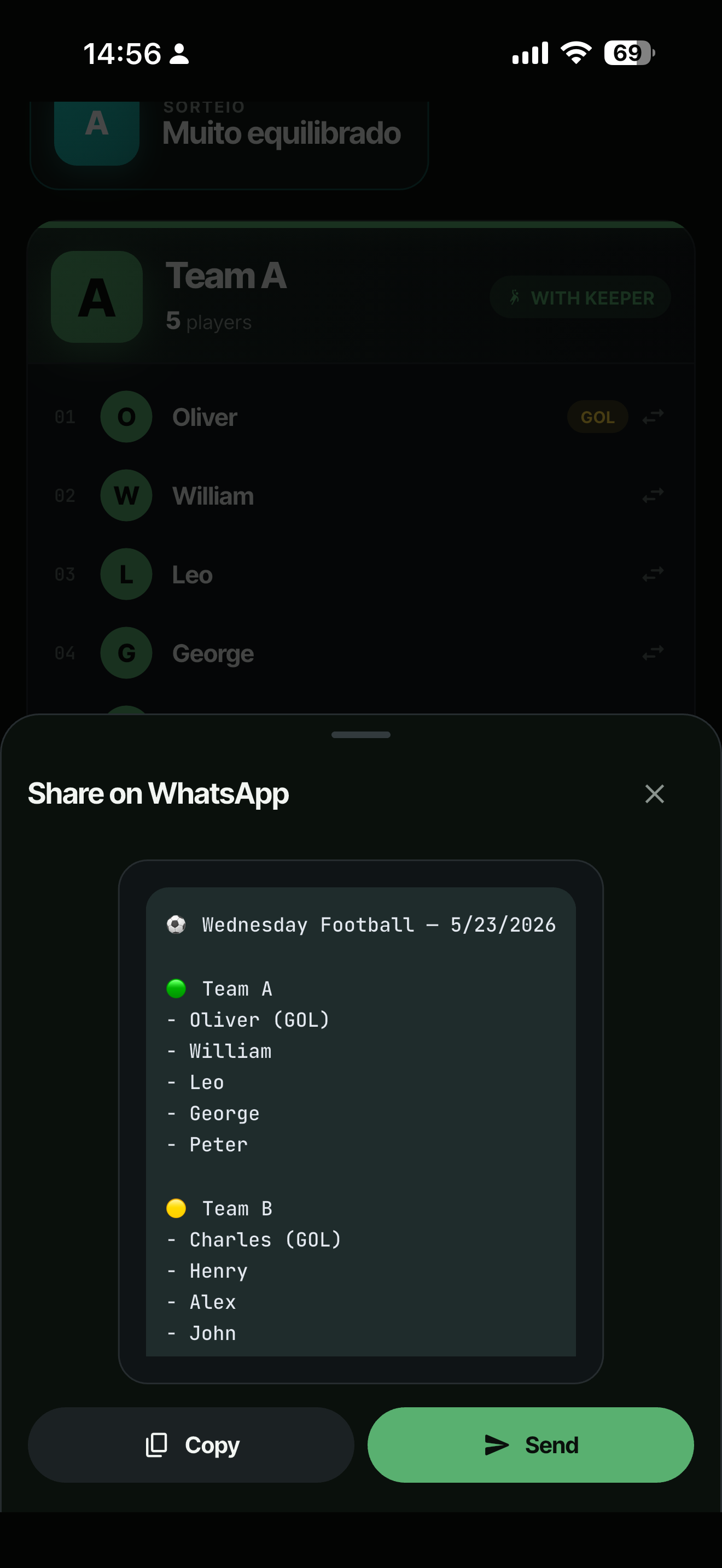 Soccer Team Draw Generator