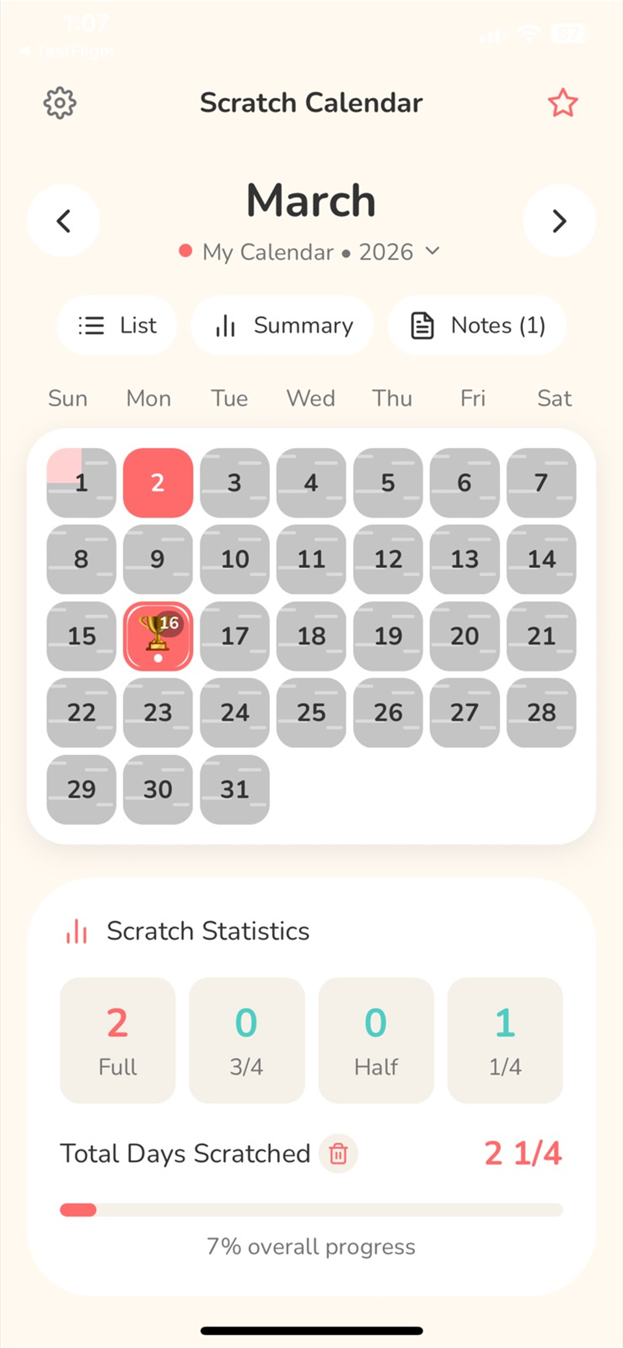 Scratch Calendar