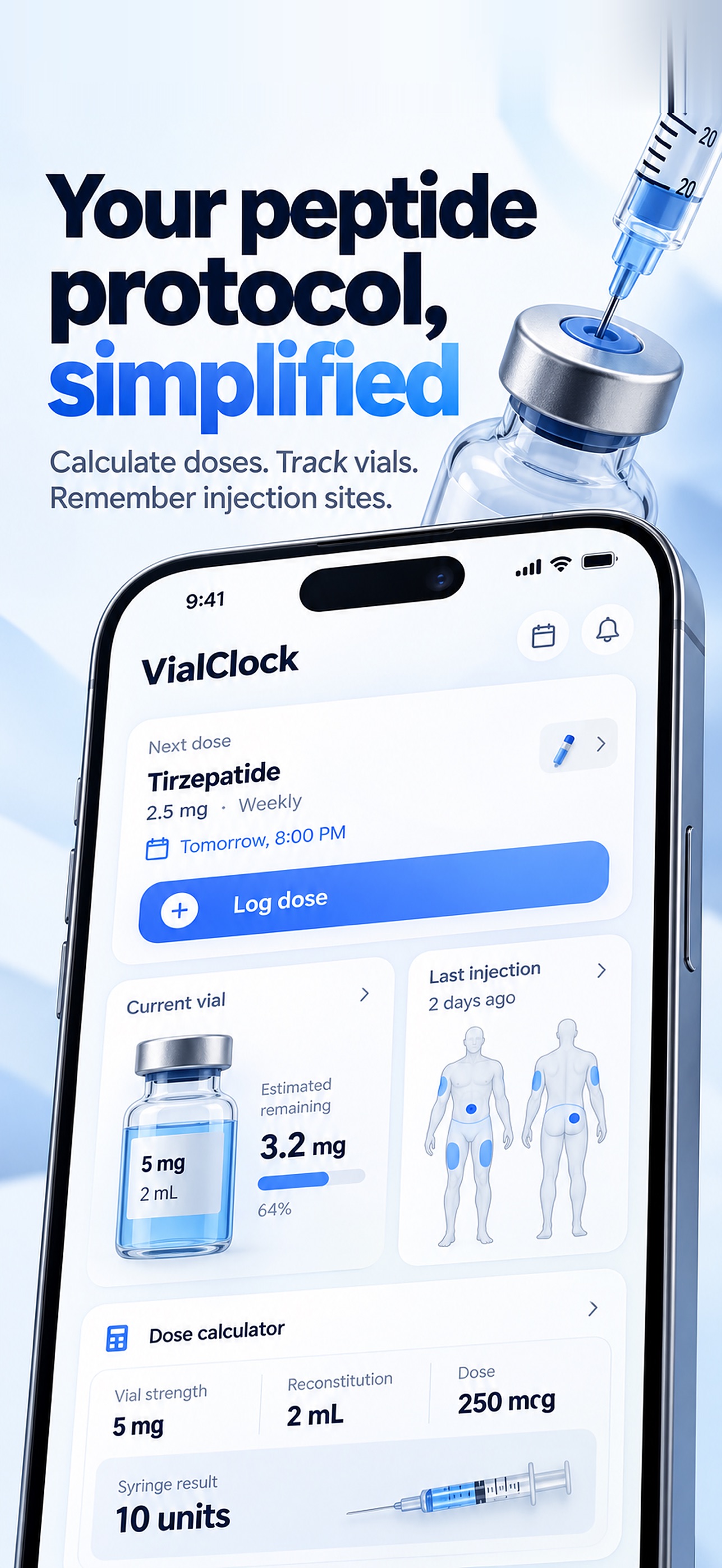 Screenshot 1 of Peptide Tracker: VialClock