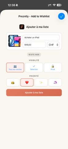 Prezntly - Add to Wishlist iPhone screenshot