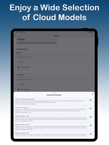 AnyLLM:Local&Cloud,ClearSpeech iPad screenshot