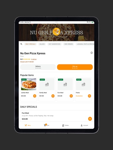 Nu Gen Pizza Xpress iPad screenshot