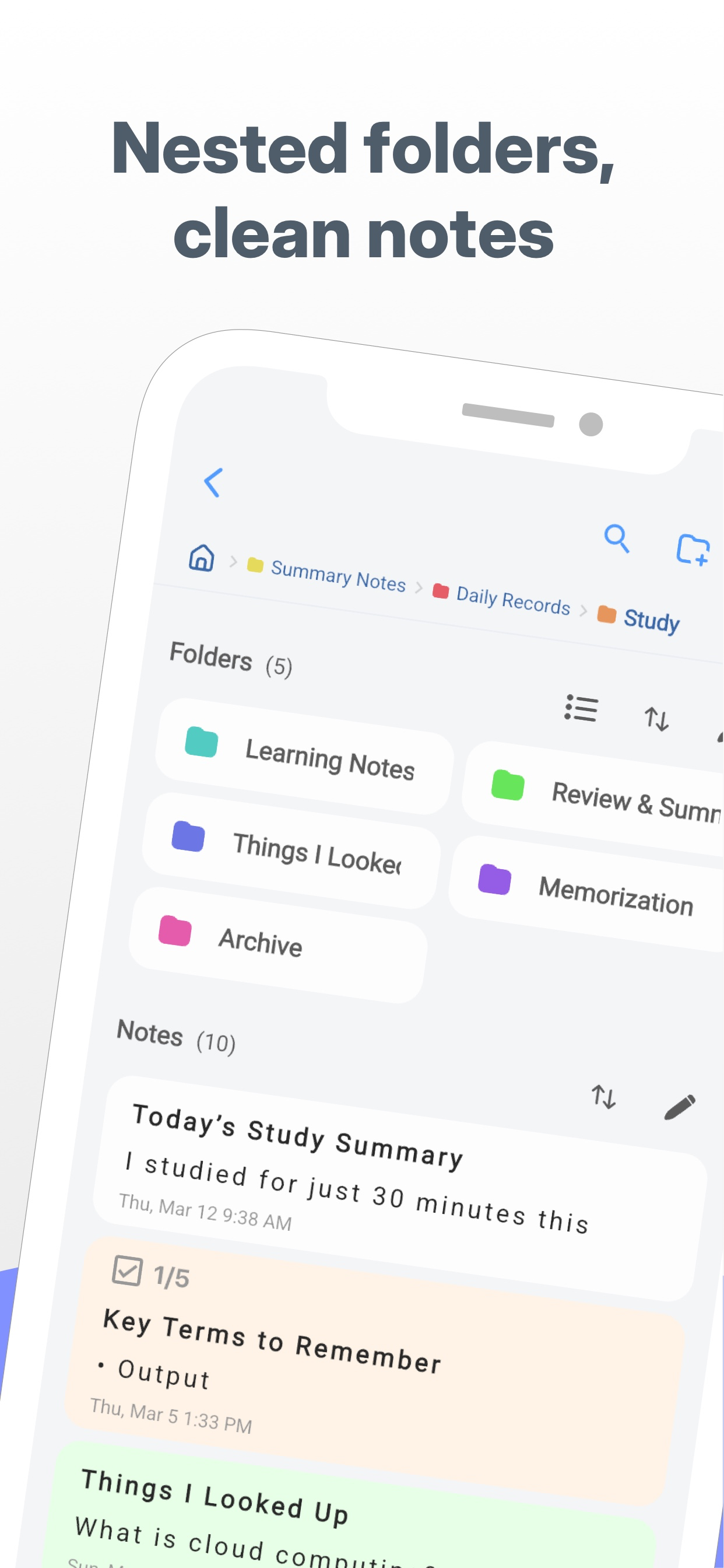 Nested Folder Notes: CrumbNote