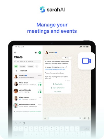 SarahAI Executive Assistant iPad screenshot