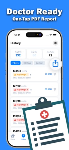 Blood Pressure App Free of Ads iPhone screenshot