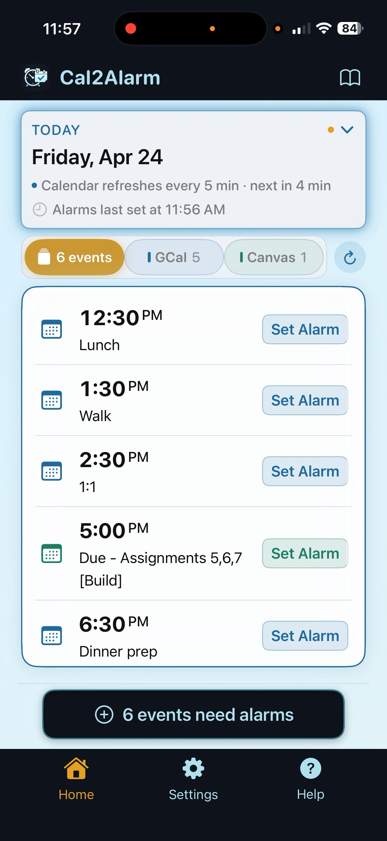 Cal2Alarm: Alarm from Calendar