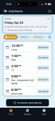 Cal2Alarm: Alarm from Calendar iPhone screenshot