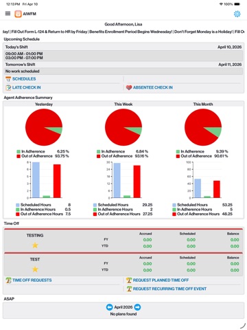 RingCX AI Workforce Management iPad screenshot