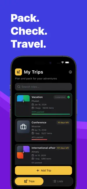 PackTrip: Travel Packing List screenshot 1