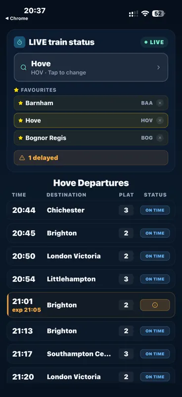 UK Train Times Live Departures screenshot 1 of 3