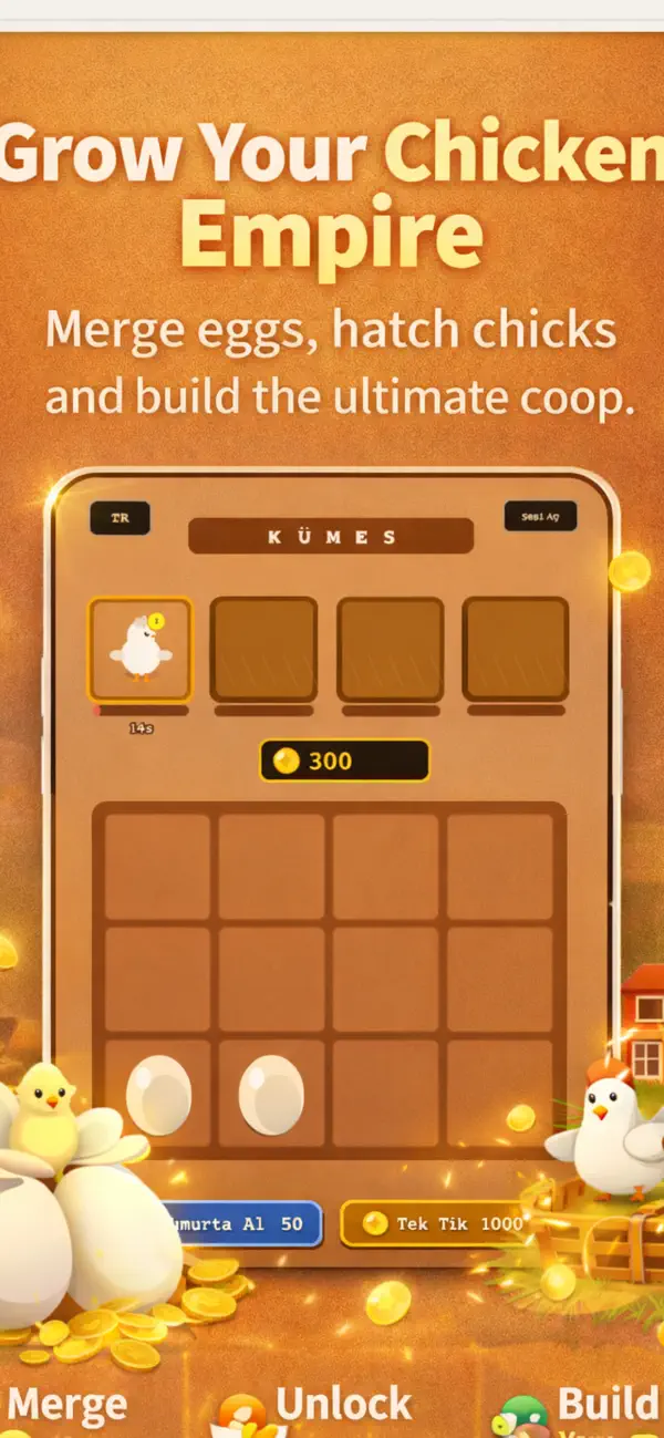 Screenshot #1 pour Merge Chickens: Egg Factory
