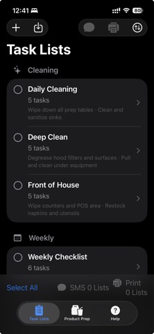 Restaurant Task List screenshot