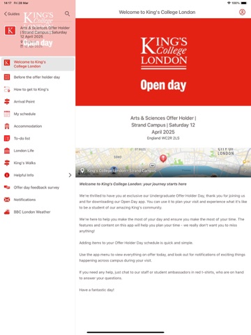 King's Open Days iPad screenshot 1